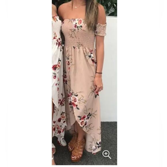 Boho Chic Smocked Floral High Low Dress - Picture 6 of 8